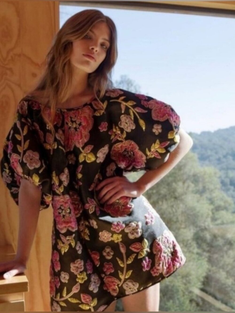 ARIANNE ELMY womens DRESS black FLORAL purple MINI gold SIZE S